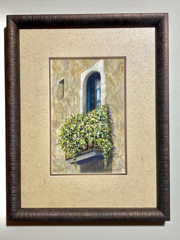 Open Invitation- Paris Original Watercolor Painting by Lotus MacDowell, Artworks WV. Balconies are usually found in areas where buildings have been constructed with no green areas. This was very common 100 to 300 years ago or more, but the way people would bring the beauty of nature to their home was to have a profusion of plants and flowers on their balconies. It gave them a sense of having nature right there to enjoy even though they were right in the city.