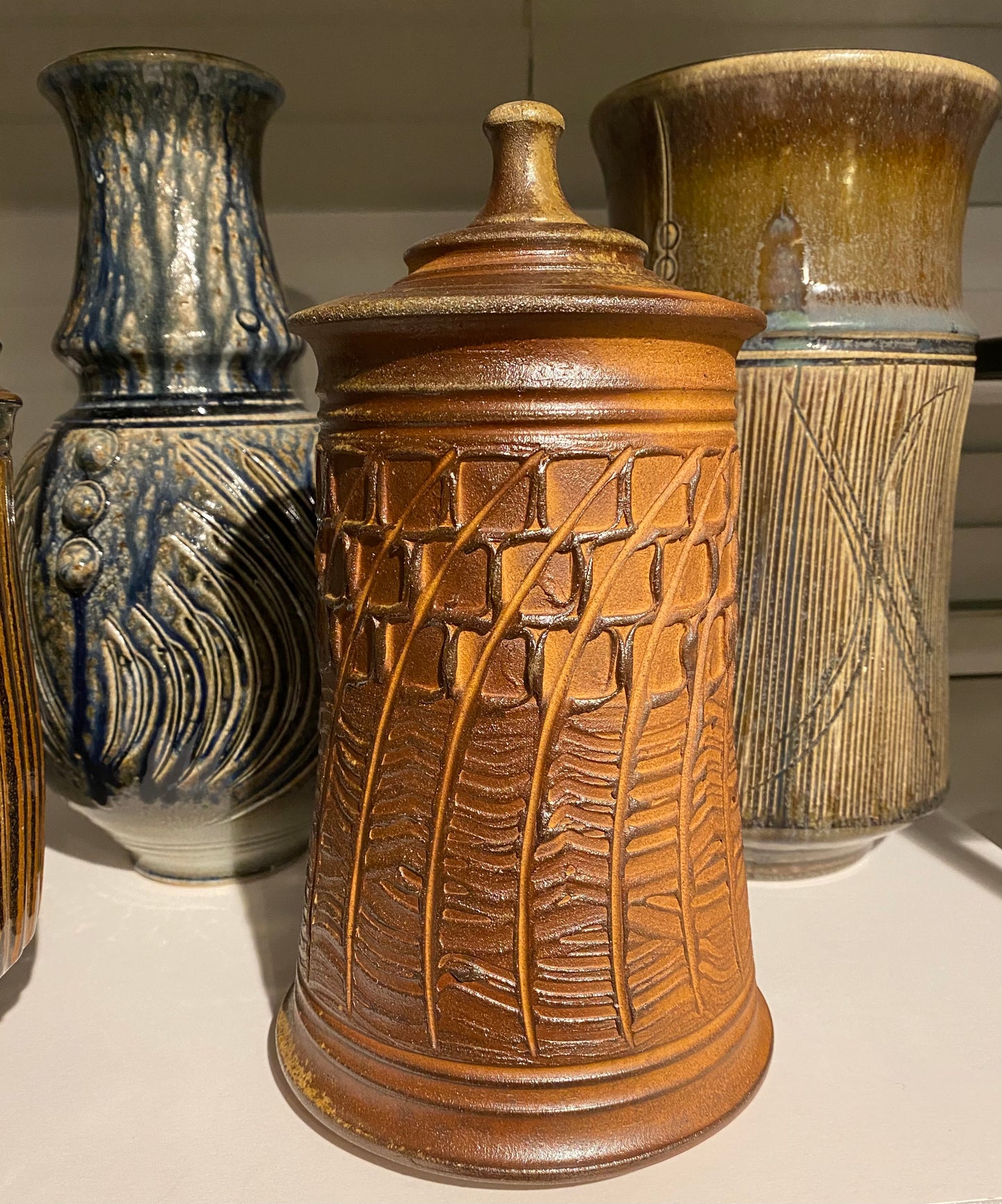 "Self-taught potter and lover of philosophy Brian VanNostrand lives a life of simplicity and independence in Hacker Valley,West Virginia." Available at Artworks WV.  "Each ceramic design by Brian VanNostrand is an original signed by the artist. The pieces are made from blends of many different clays and minerals; some mined in the vicinity of his West Virginia home. The basic shapes are produced on the potter’s wheel. The glazes and surface finishes are original formulae developed by Mr. VanNostrand."