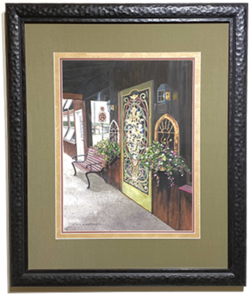 Divine Pizza; Sirianni's- Canaan Valley, WV - Original Watercolor Painting by Lotus MacDowell, Artworks WV. Do you love pizza and funky little restaurants? Well then, this is the place for you! A hidden gem in the mountains of Canaan Valley, WV, this original watercolor painting called "Divine Pizza- Sirianni's" was created by artist Lotus MacDowell because she loved the door. The door, you say?? Yes, the door.